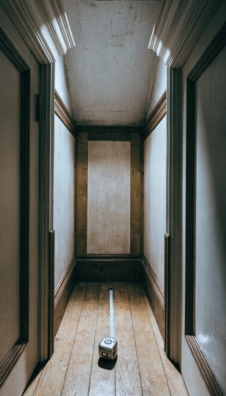 Tape measure inside small reach-in closet