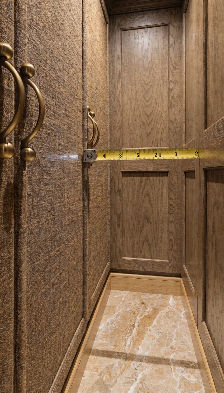 Close-up measuring closet depth to 24 inches