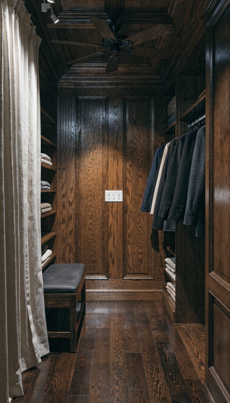 Noting outlet location on closet back wall