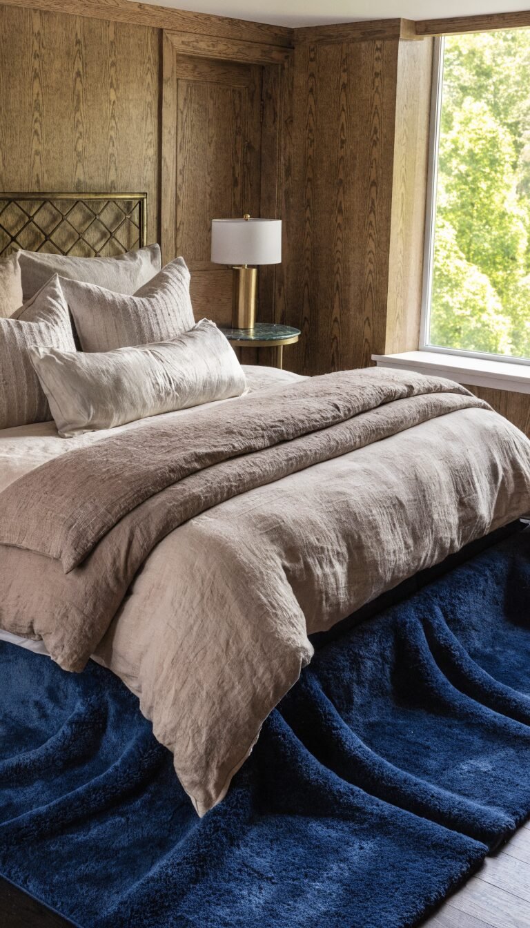 King bed rug extending 18 inches past mattress sides