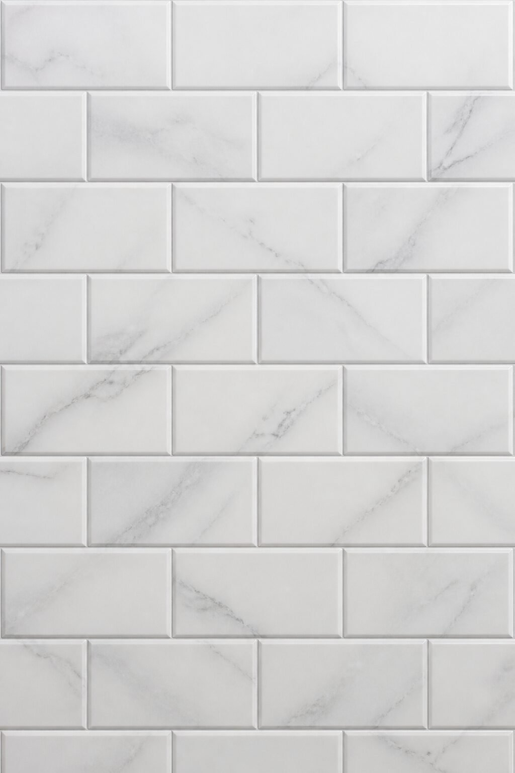 center-aligned peel-and-stick tiles, even grout lines