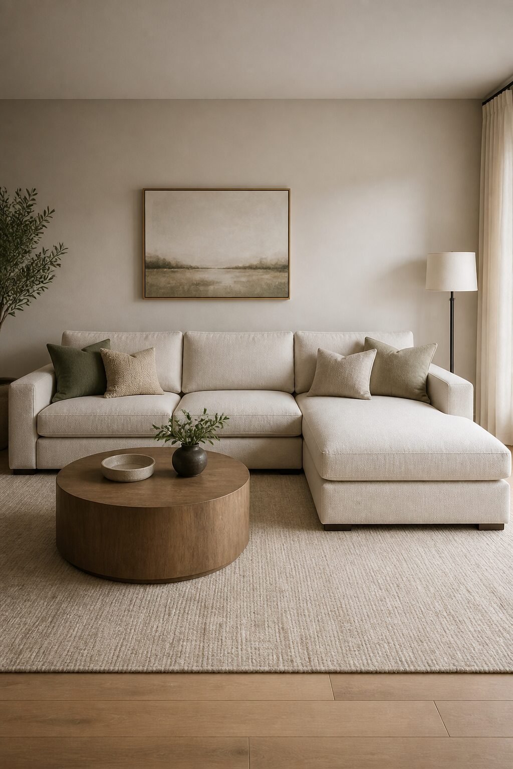 36-inch deep chaise sectional against long wall
