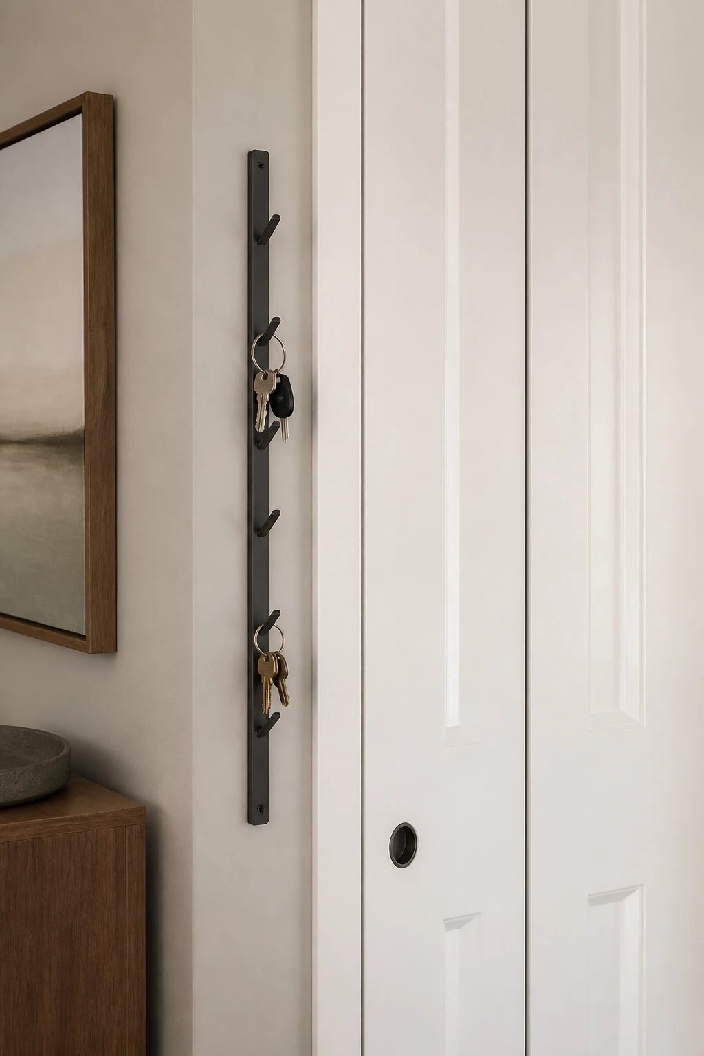 slim key rail by closet door